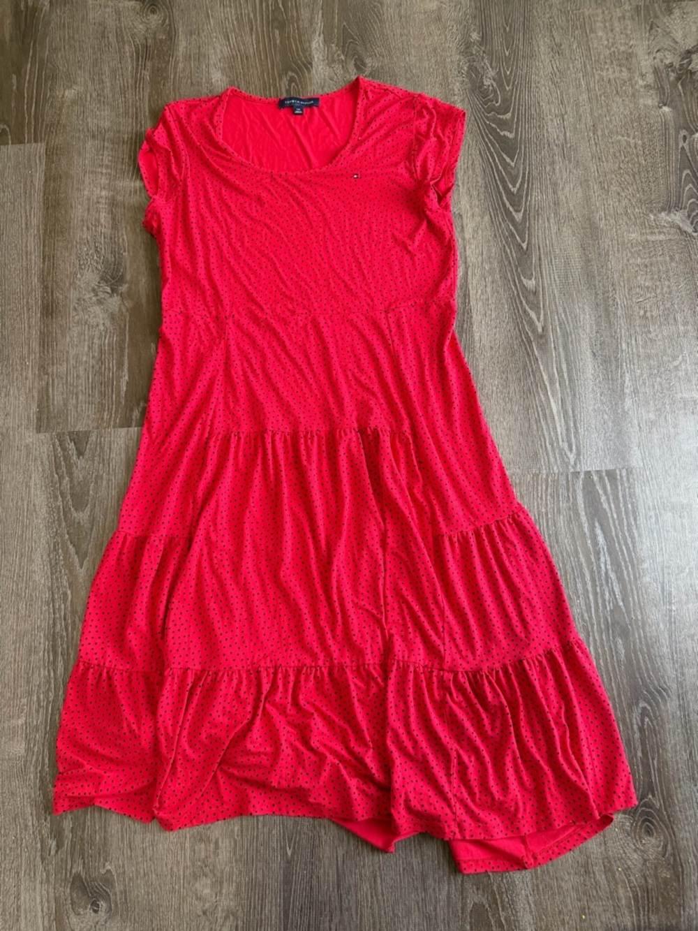 Tommy Hilfiger Red Tiered Short-Sleeve Dress size L